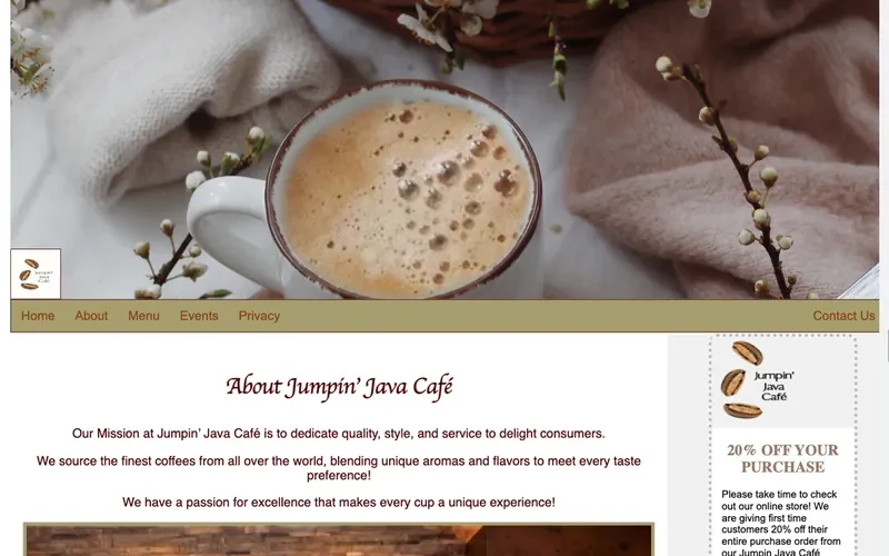 Jumpin’ Java Café website