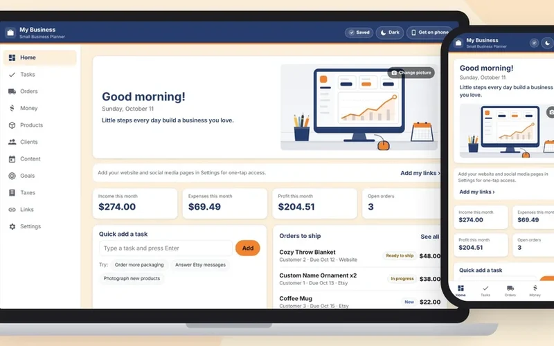 Planner apps on a laptop and phone